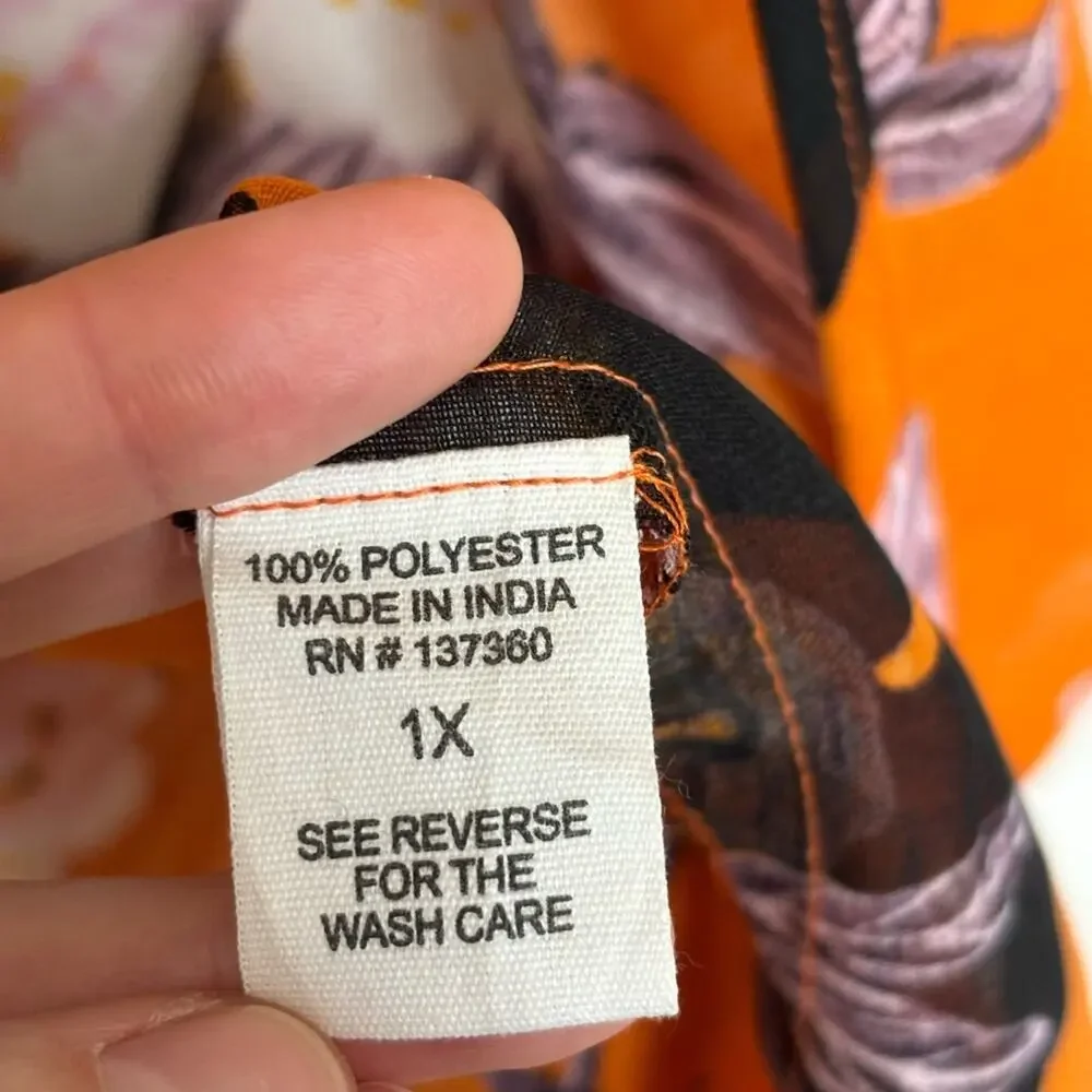 NEW Live 4 Truth Macro Floral Semi Sheer Lightweight Kimono Orange - Size 1X